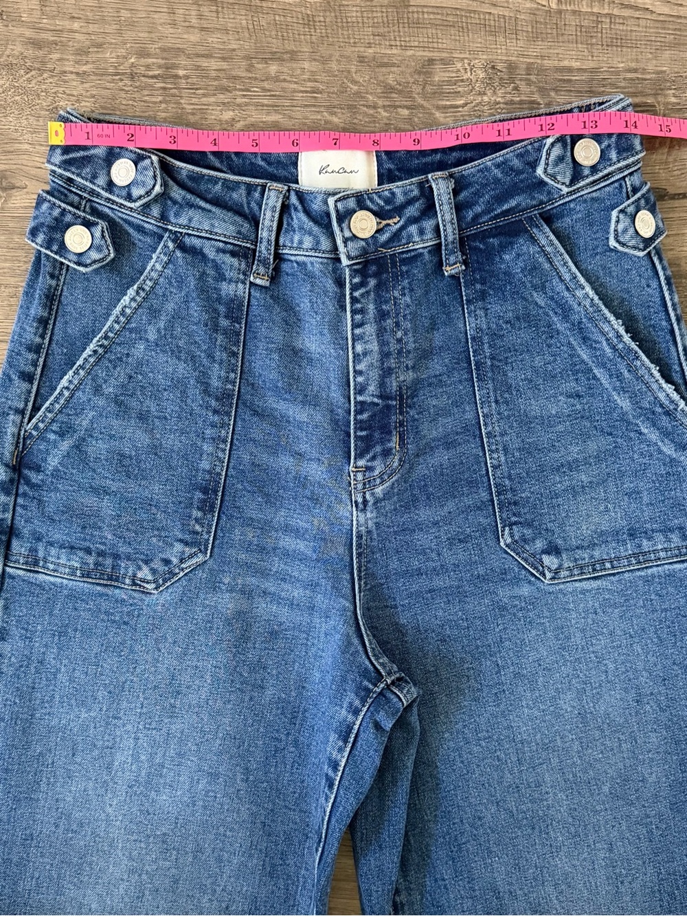 KanCan Haylee 90s Wide Leg Jeans Ultra High Rise Dark Wash Cuffed 7/27 - Picture 8 of 12